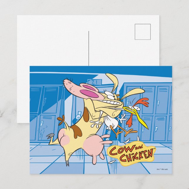Cow and Chicken Hug Graphic Postcard (Front/Back)