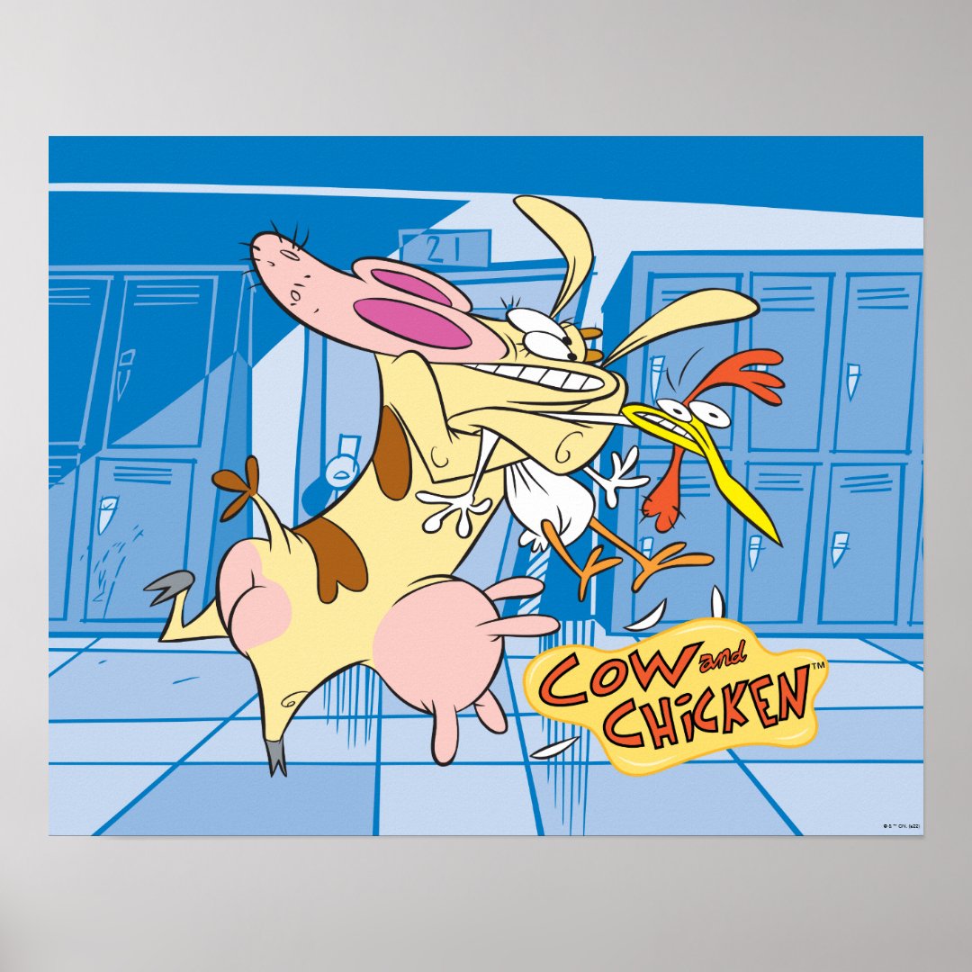 Cow and Chicken Hug Graphic Poster | Zazzle