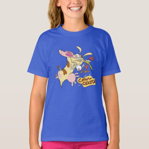 Cow and Chicken Hug Graphic T_Shirt
