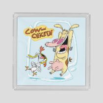 Cow and Chicken Laughing Graphic Acrylic Tray