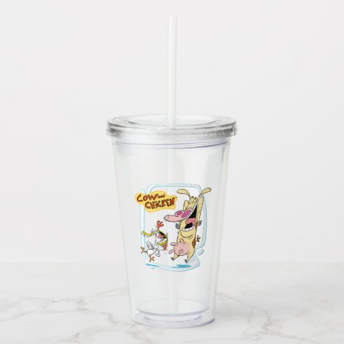 Cow and Chicken Laughing Graphic Acrylic Tumbler