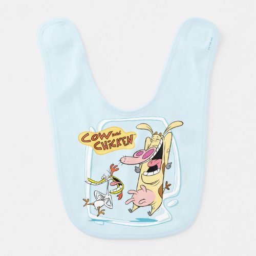 Cow and Chicken Laughing Graphic Baby Bib