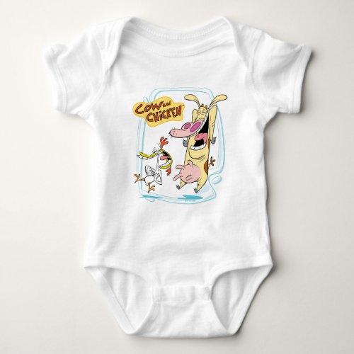 Cow and Chicken Laughing Graphic Baby Bodysuit