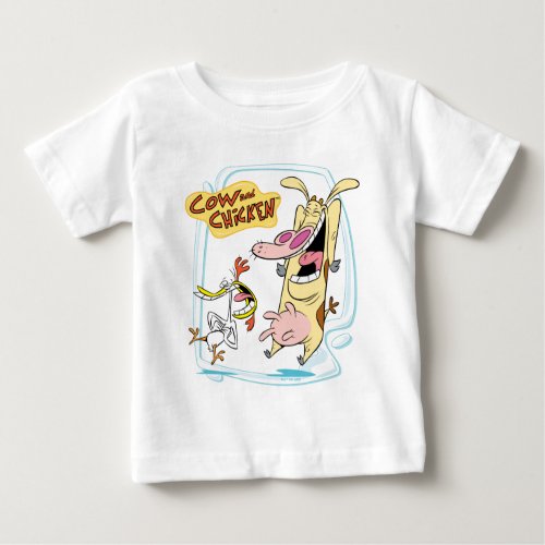 Cow and Chicken Laughing Graphic Baby T_Shirt