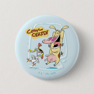 Cow and Chicken Laughing Graphic Button