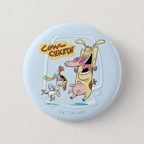 Cow and Chicken Laughing Graphic Button