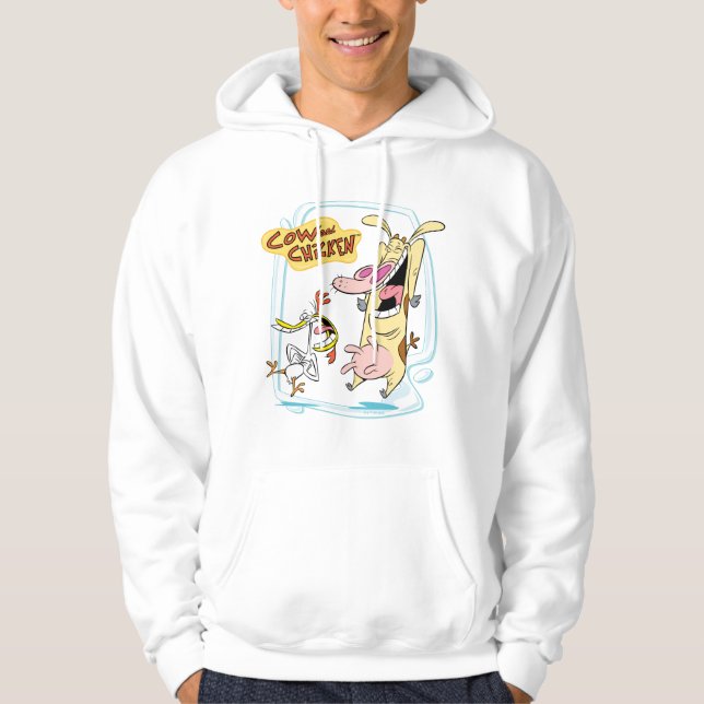 Cow and Chicken Laughing Graphic Hoodie (Front)
