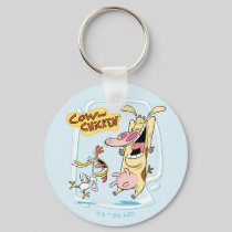 Cow and Chicken Laughing Graphic Keychain