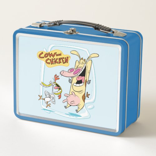 Cow and Chicken Laughing Graphic Metal Lunch Box
