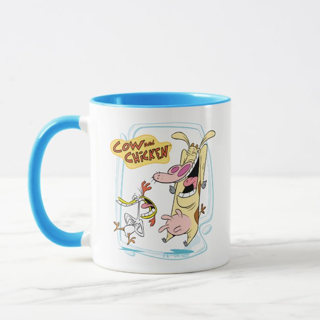 Cow and Chicken Laughing Graphic Mug (Left)