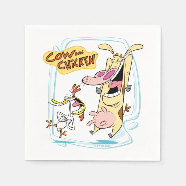 Cow and Chicken Laughing Graphic Napkins (Front)