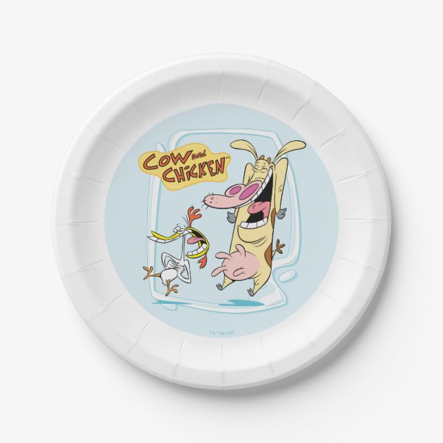 Cow and Chicken Laughing Graphic Paper Plates (Front)