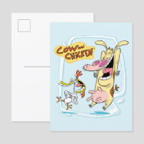 Cow and Chicken Laughing Graphic Postcard