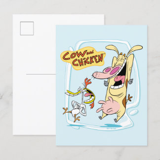 Cow and Chicken Laughing Graphic Postcard
