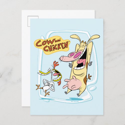 Cow and Chicken Laughing Graphic Postcard