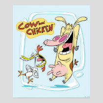 Cow and Chicken Laughing Graphic Poster