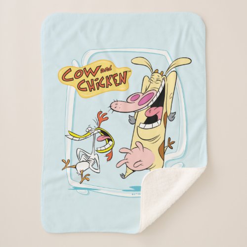 Cow and Chicken Laughing Graphic Sherpa Blanket