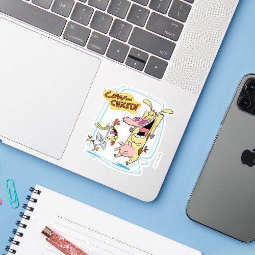 Cow and Chicken Laughing Graphic Sticker