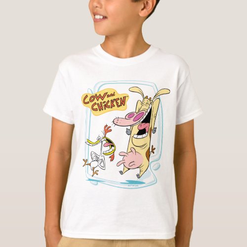 Cow and Chicken Laughing Graphic T_Shirt