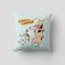 Cow and Chicken Laughing Graphic Throw Pillow