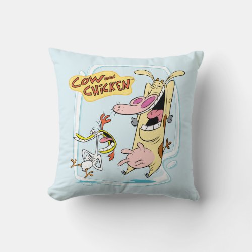 Cow and Chicken Laughing Graphic Throw Pillow