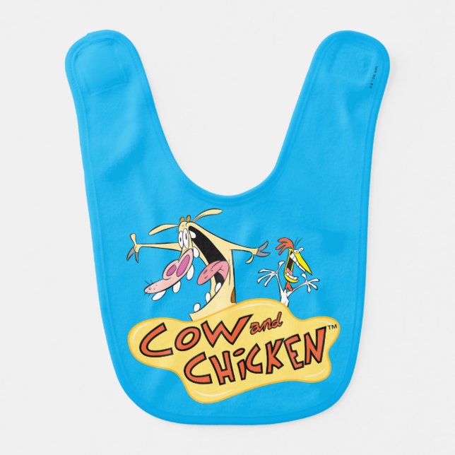 Cow and Chicken Logo Graphic Baby Bib (Front)