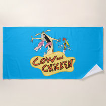 Cow and Chicken Logo Graphic Beach Towel