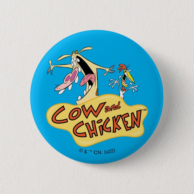 Cow and Chicken Logo Graphic Button (Front)