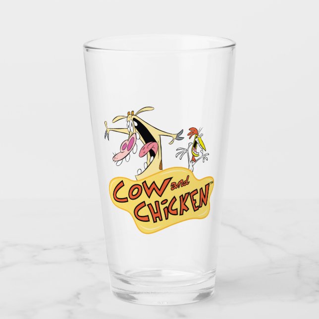 Cow and Chicken Logo Graphic Glass (Front)