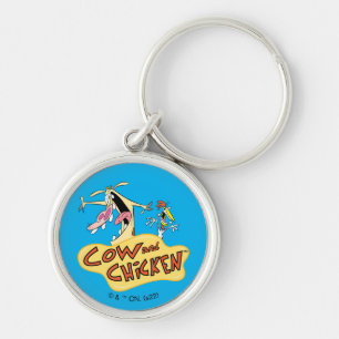 Cow and Chicken Logo Graphic Keychain