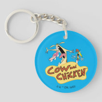 Cow and Chicken Logo Graphic Keychain