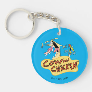Cow and Chicken Logo Graphic Keychain