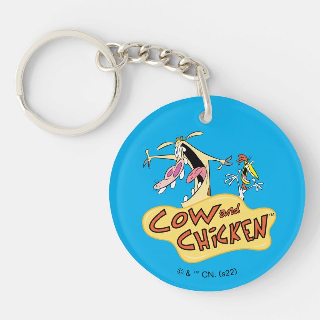 Cow and Chicken Logo Graphic Keychain (Front)