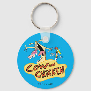 Cow and Chicken Logo Graphic Keychain