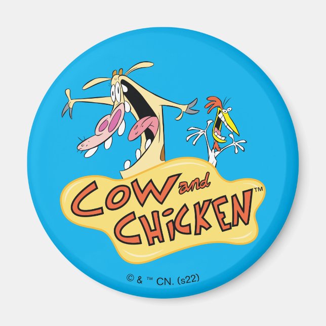 Cow and Chicken Logo Graphic Magnet (Front)