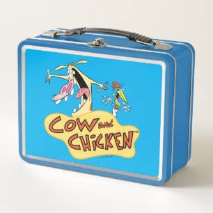 Cow and Chicken Logo Graphic Metal Lunch Box