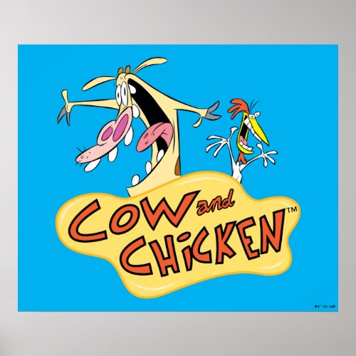 Cow and Chicken Logo Graphic Poster