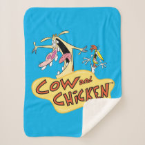 Cow and Chicken Logo Graphic Sherpa Blanket
