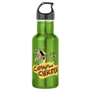 Cow and Chicken Logo Graphic Stainless Steel Water Bottle