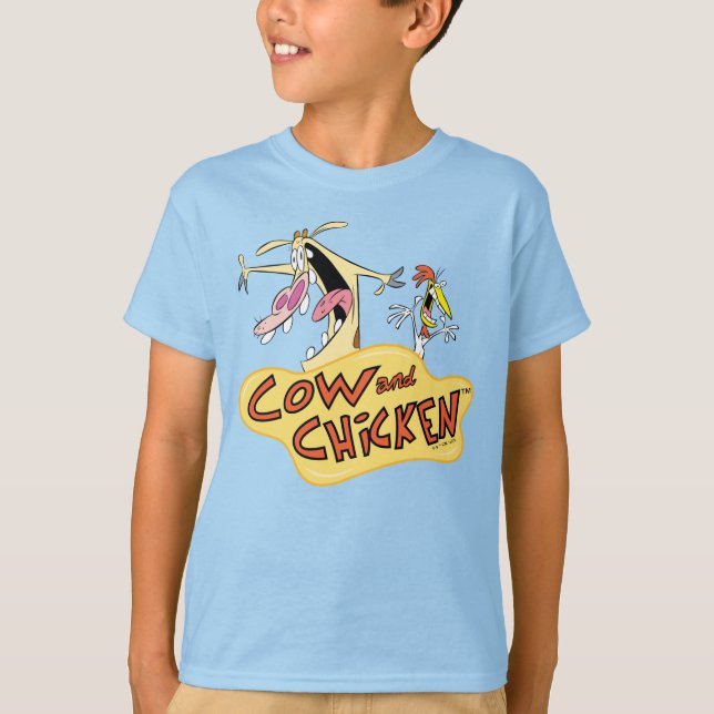 Cow and Chicken Logo Graphic T-Shirt (Front)