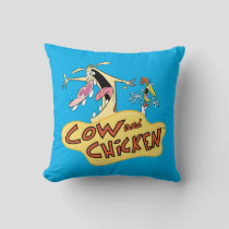 Cow and Chicken Logo Graphic Throw Pillow