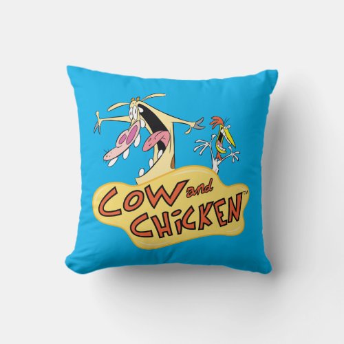 Cow and Chicken Logo Graphic Throw Pillow