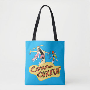 Cow and Chicken Logo Graphic Tote Bag