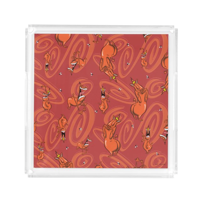 Cow and Chicken Red Guy Pattern Acrylic Tray (Front)