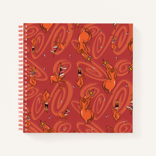 Cow and Chicken Red Guy Pattern Notebook (Front)