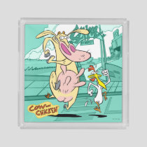 Cow and Chicken Running Graphic Acrylic Tray