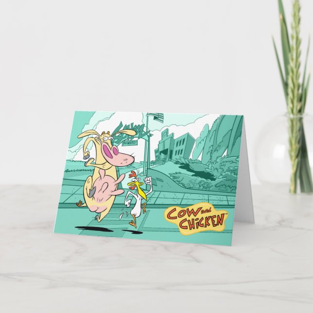 Cow and Chicken Running Graphic Card (Front)
