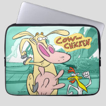 Cow and Chicken Running Graphic Laptop Sleeve