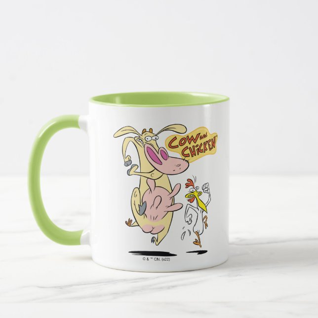 Cow and Chicken Running Graphic Mug (Left)