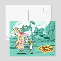 Cow and Chicken Running Graphic Postcard